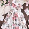 Flower Gown Elegant Floral Fit Dress for Girls with Belt