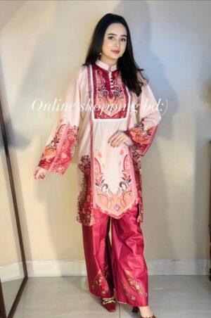 Check and Sleek majolica print co ord set