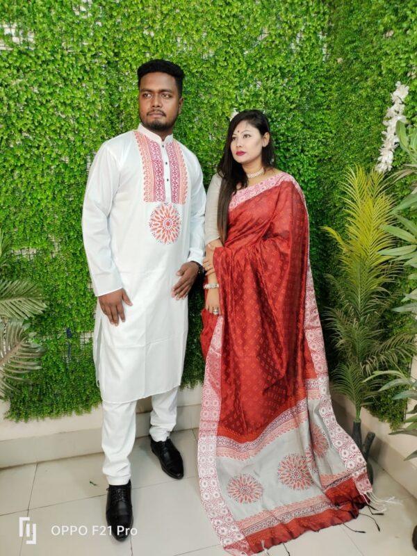 ☘ধুপিয়ান সিল্ক পাঞ্জাবি☘ধুপিয়ান সিল্ক শাড়ি