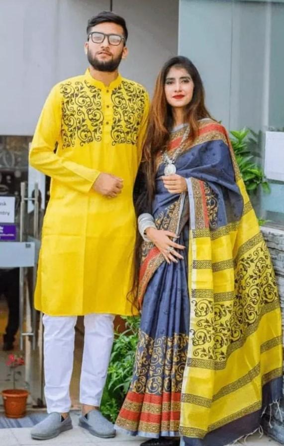 ☘ধুপিয়ান সিল্ক পাঞ্জাবি☘ধুপিয়ান সিল্ক শাড়ি