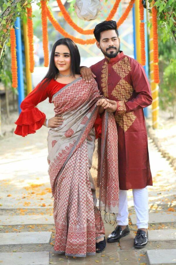 ☘ধুপিয়ান সিল্ক পাঞ্জাবি☘ধুপিয়ান সিল্ক শাড়ি