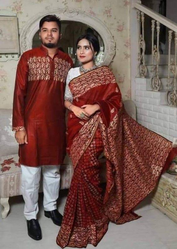 ☘ধুপিয়ান সিল্ক পাঞ্জাবি☘ধুপিয়ান সিল্ক শাড়ি