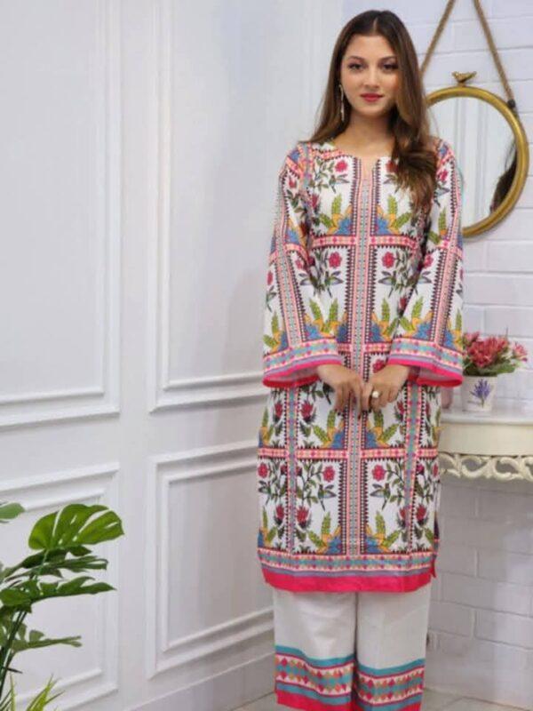 Check and sleek majolica print co ord set
