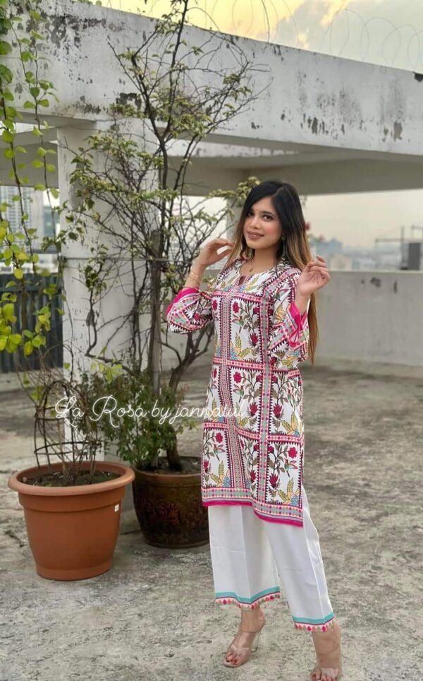 Check and sleek majolica print co ord set