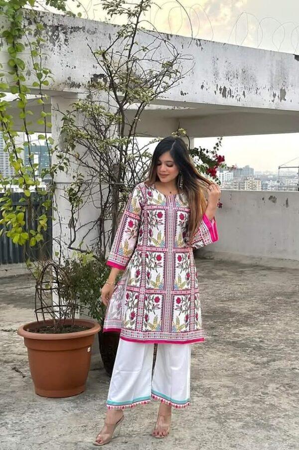 Check and sleek majolica print co ord set