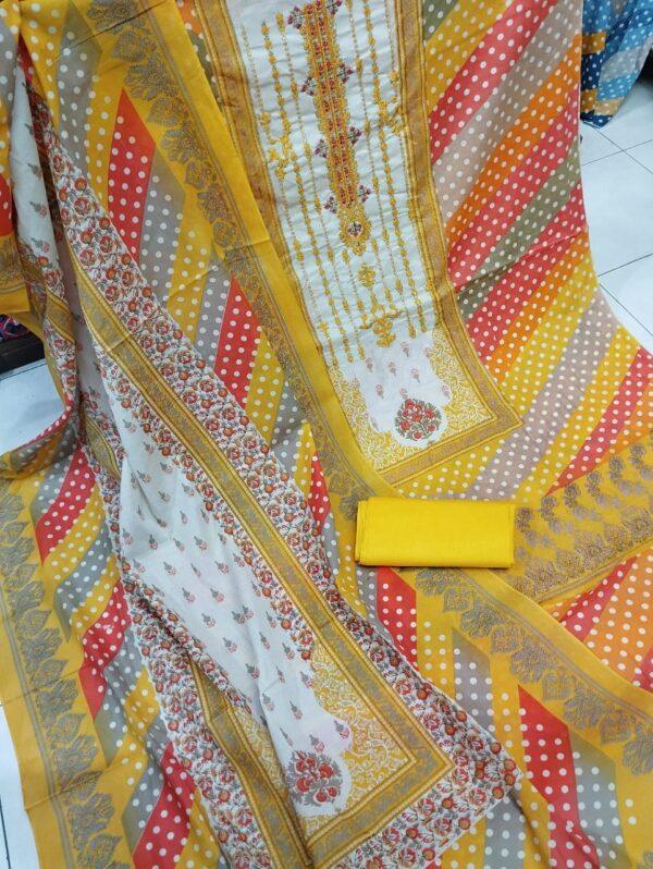 কটন এম্ব্রডারী  থ্রি পিস