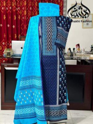 ভিআইপি ব্লক প্রিন্ট থ্রি পিস