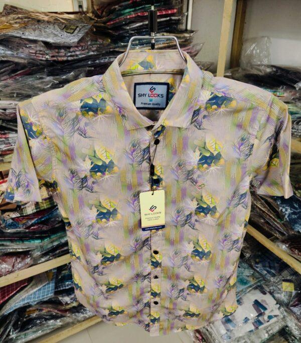 Luxury China Magnet Cotton Signature Half Sleeve Print Shirt