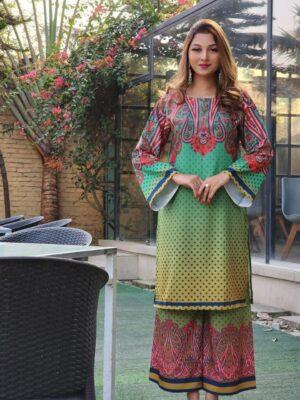 Check and sleek majolica print co ord set