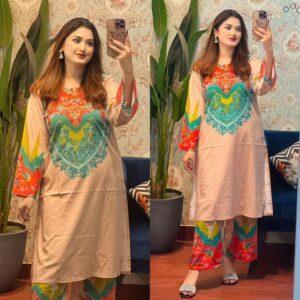 Check and sleek majolica print co ord set
