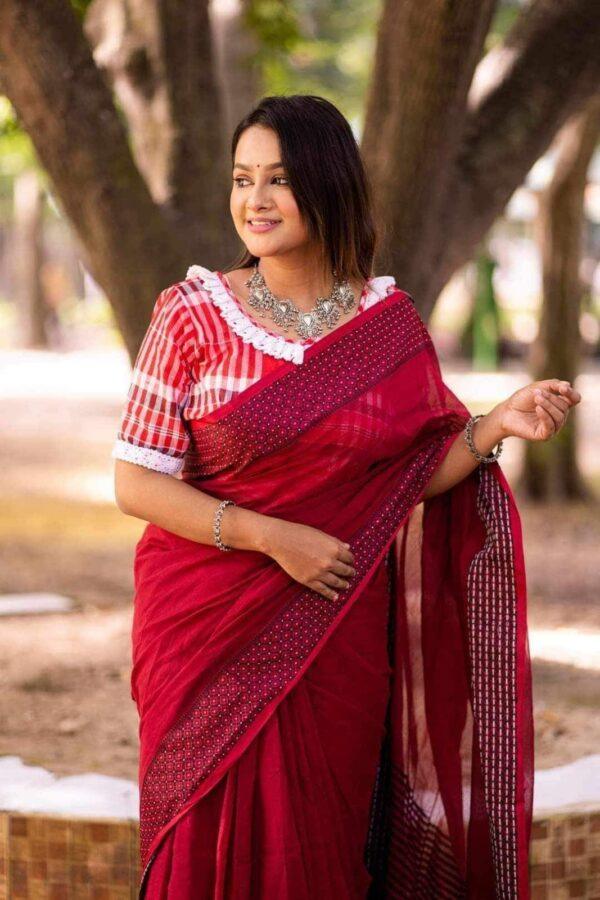 টাঙ্গাইল হাফ সিল্ক শাড়ি ।