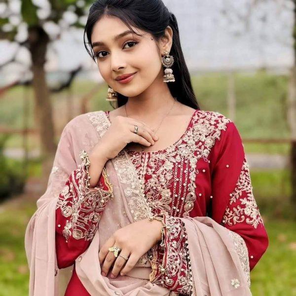 Viral Red Garara Three Piece