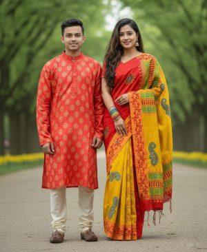 প্রিমিয়াম কোয়ালিটির  ধুপিয়ান সিল্কের কাপল সেট