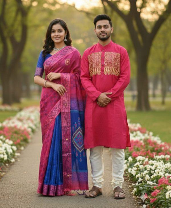 প্রিমিয়াম কোয়ালিটির  ধুপিয়ান সিল্কের কাপল সেট