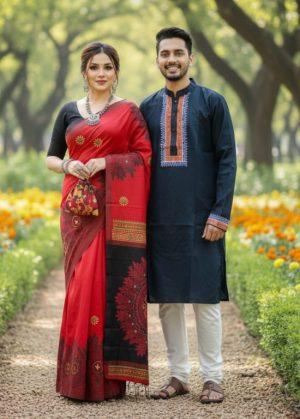 প্রিমিয়াম কোয়ালিটির  ধুপিয়ান সিল্কের কাপল সেট