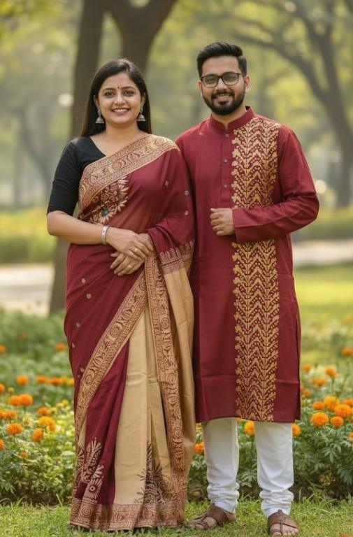 প্রিমিয়াম কোয়ালিটির  ধুপিয়ান সিল্কের কাপল সেট