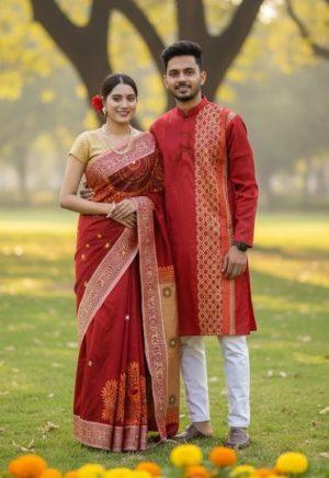 প্রিমিয়াম কোয়ালিটির  ধুপিয়ান সিল্কের কাপল সেট