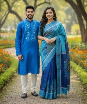 প্রিমিয়াম কোয়ালিটির  ধুপিয়ান সিল্কের কাপল সেট