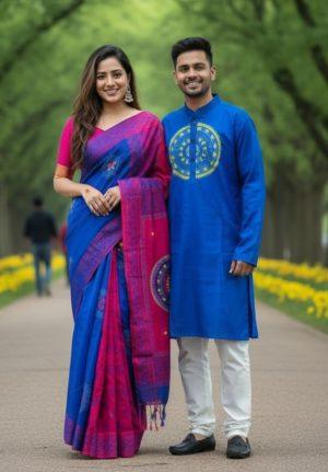 প্রিমিয়াম কোয়ালিটির  ধুপিয়ান সিল্কের কাপল সেট