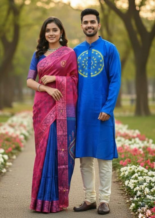 প্রিমিয়াম কোয়ালিটির  ধুপিয়ান সিল্কের কাপল সেট