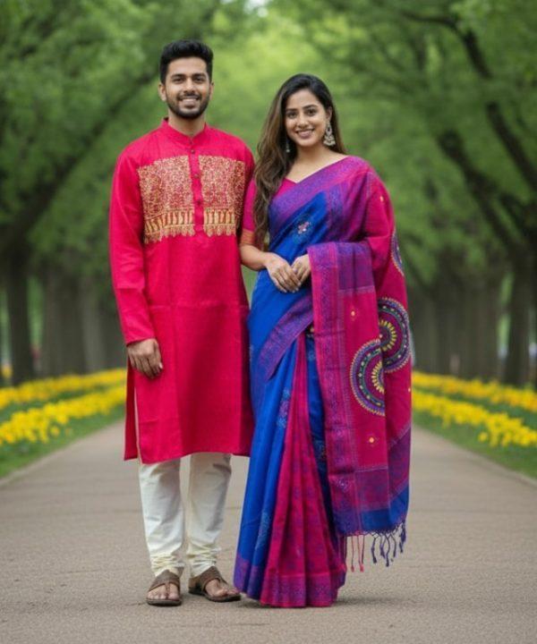 প্রিমিয়াম কোয়ালিটির  ধুপিয়ান সিল্কের কাপল সেট