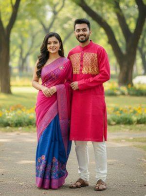 প্রিমিয়াম কোয়ালিটির  ধুপিয়ান সিল্কের কাপল সেট