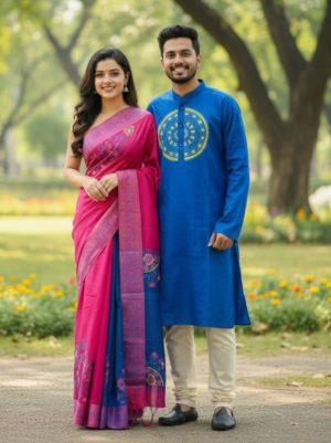 প্রিমিয়াম কোয়ালিটির  ধুপিয়ান সিল্কের কাপল সেট