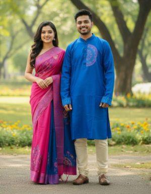 প্রিমিয়াম কোয়ালিটির  ধুপিয়ান সিল্কের কাপল সেট